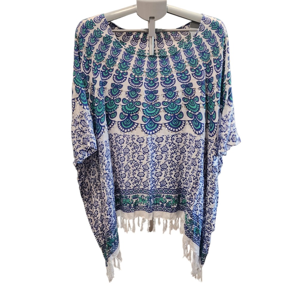 Boho Mandala Elephant Tassel Kimono Kaftan Tunic Top Hippie Beach Cover Up OSFA‎